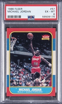 1986-87 Fleer #57 Michael Jordan Rookie Card - PSA EX-MT 6